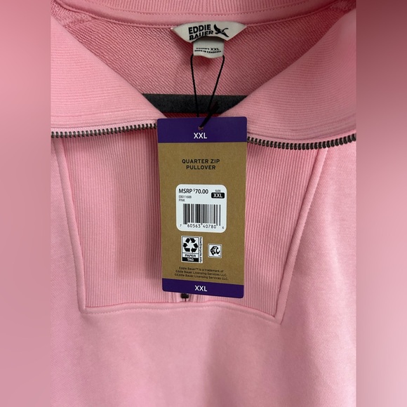 Eddie Bauer Quarter Zip Pullover Sweatshirt Pink Womens Size XXL - Picture 5 of 8